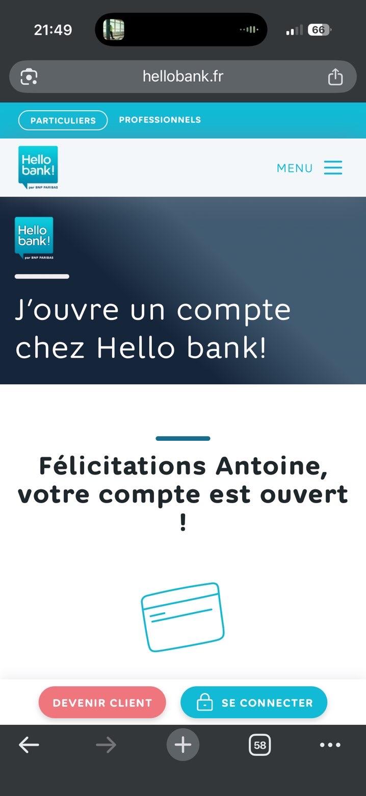 Client HelloBank — compte ouvert
